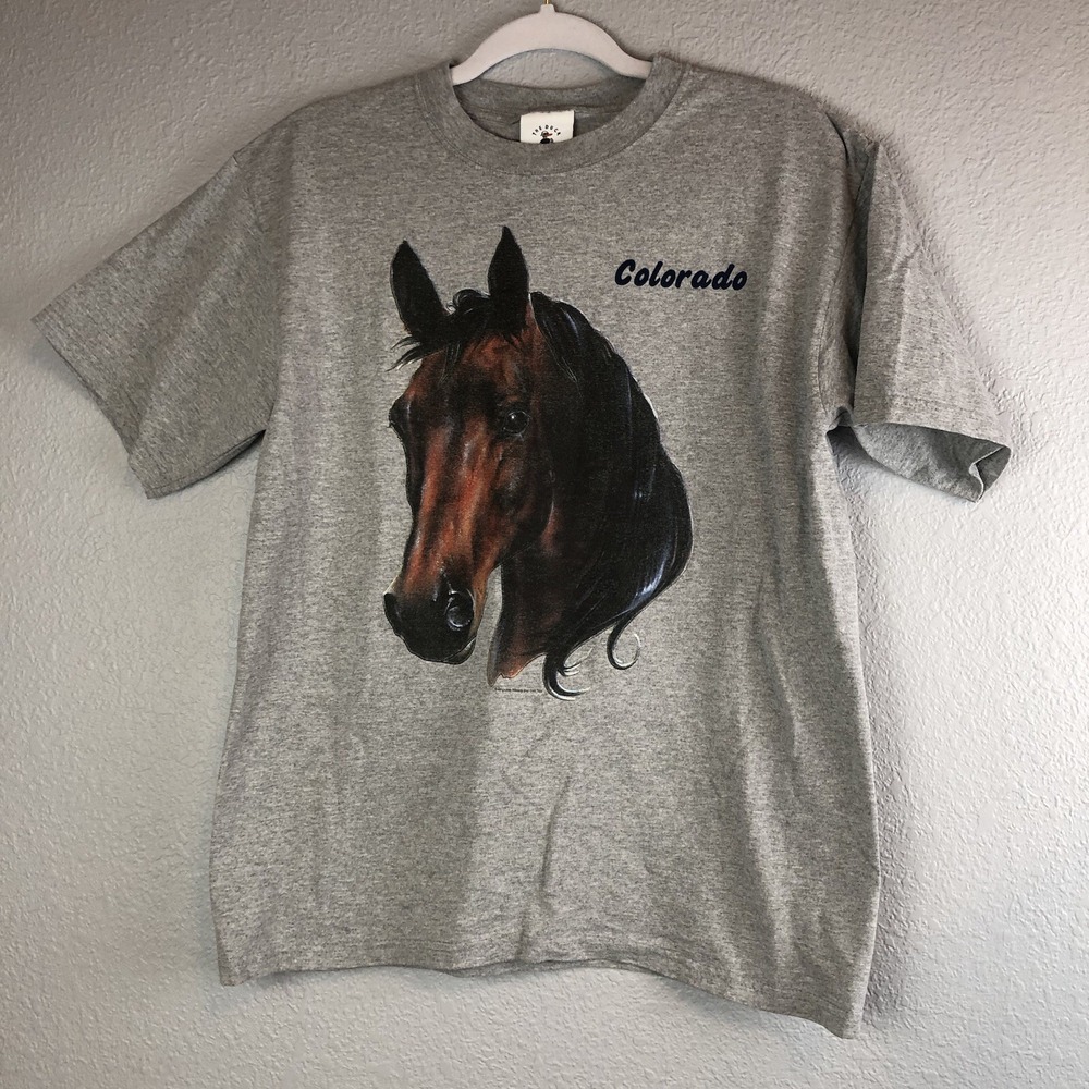 The Duck Company Vintage Shirt Adult Medium Gray Colorado Graphic Tee Horse‎
